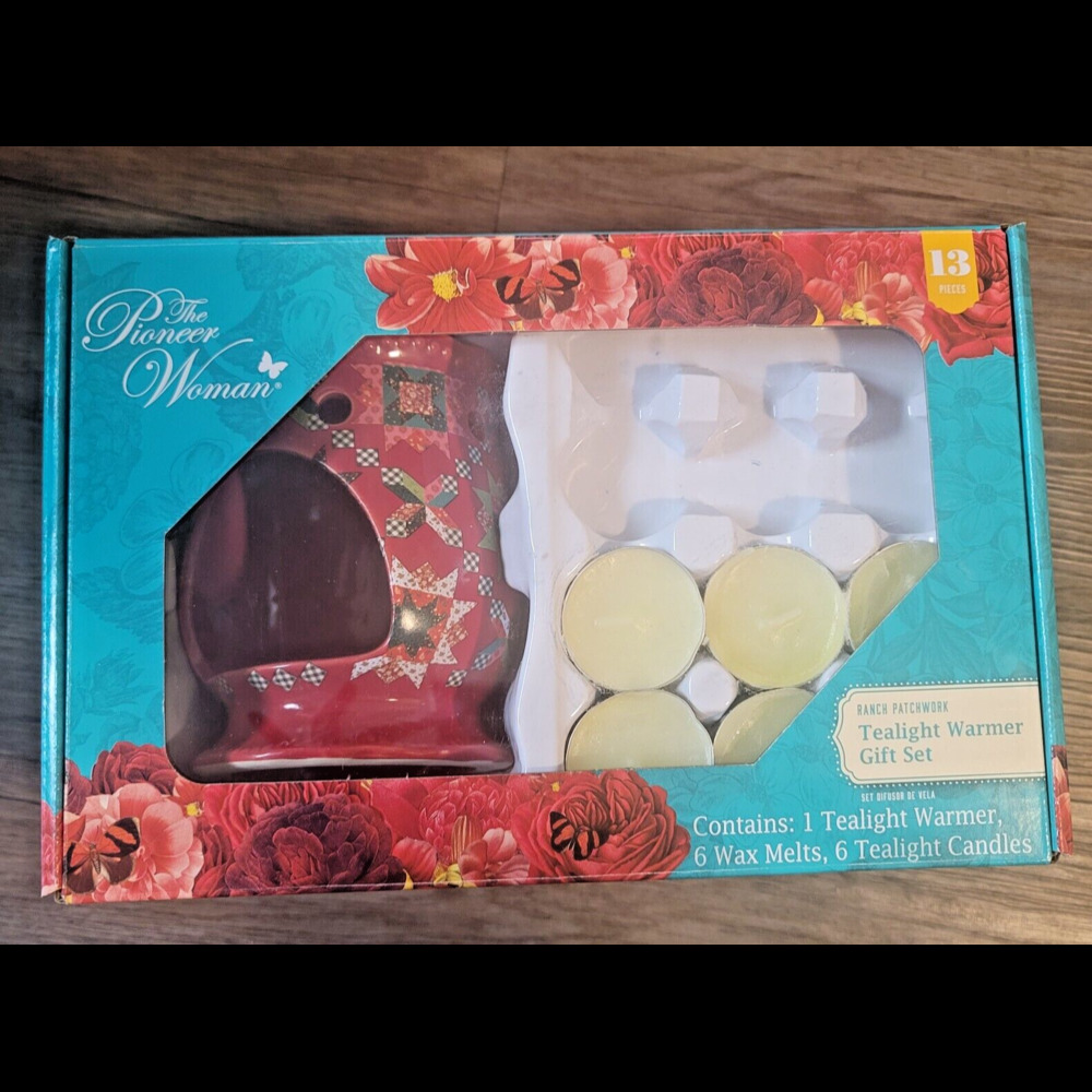 THE PIONEER WOMAN Ranch Patchwork TEALIGHT WAX WARMER GIFT SET